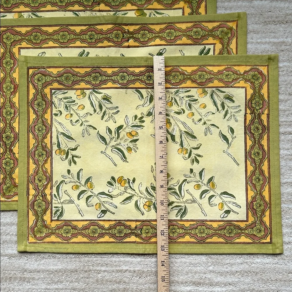 Set of 4 Couleur Nature Olive Tree Placemats Yellow/Green Designed by Bruno Lamy